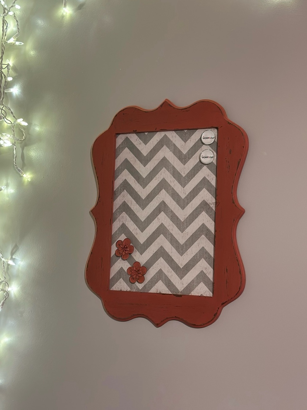 Magnet Board Wall Decor w/ Magnets - Peach, Gray, and White